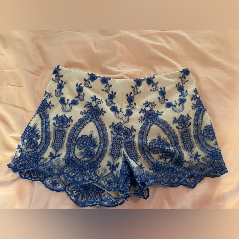 Laced tan and blue shorts